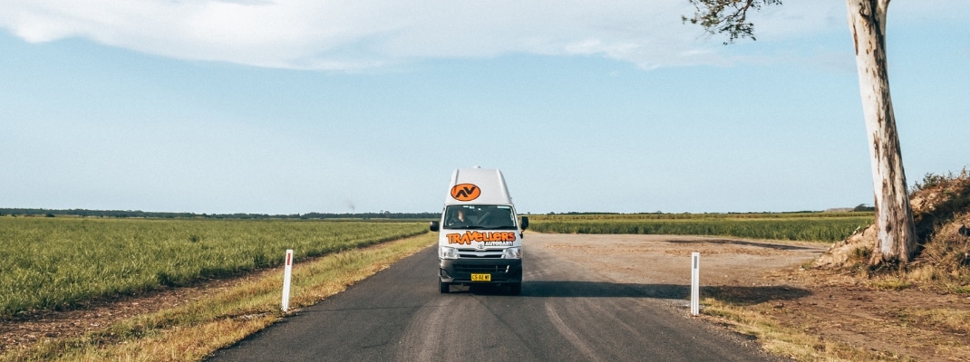 campervan on road in australia
