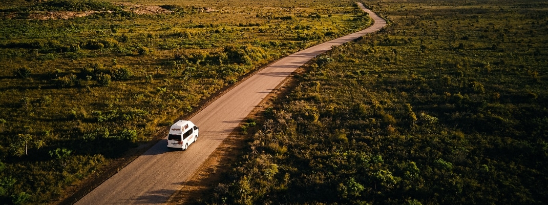 Campervan on road in Australia